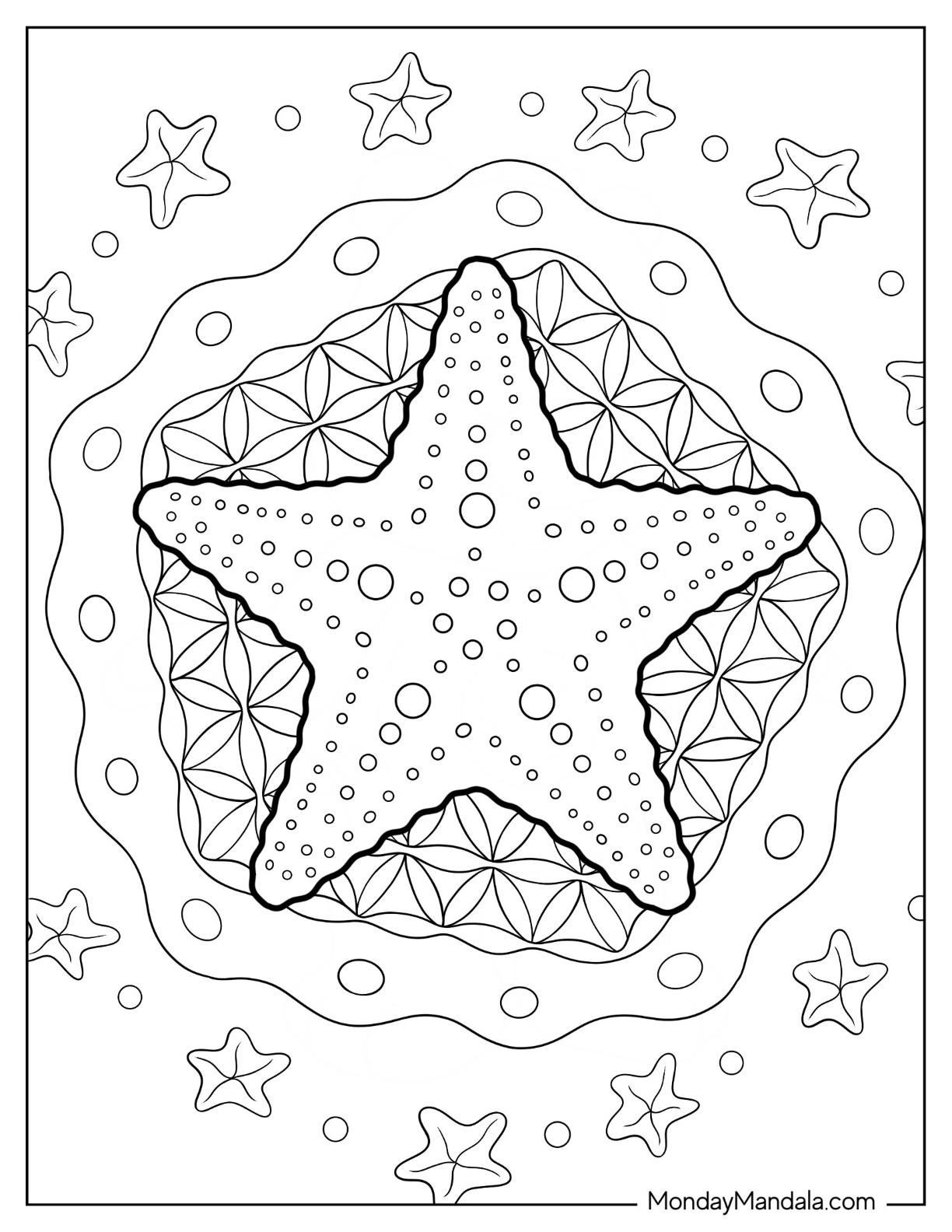 Starfish coloring pages free pdf printables