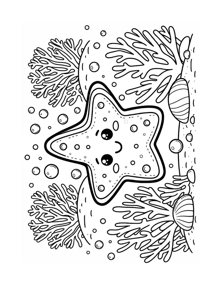 Free starfish coloring pages for kids