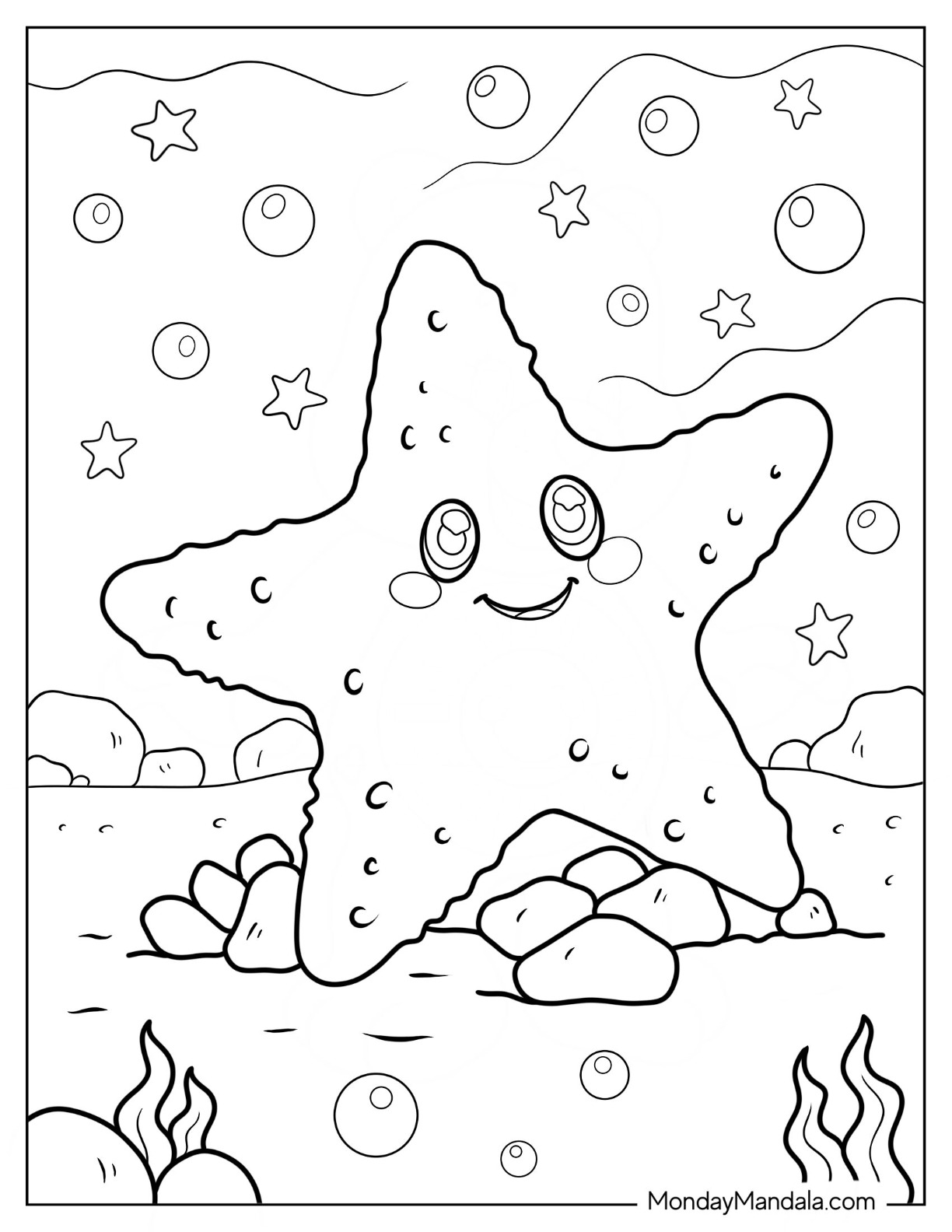 Starfish coloring pages free pdf printables