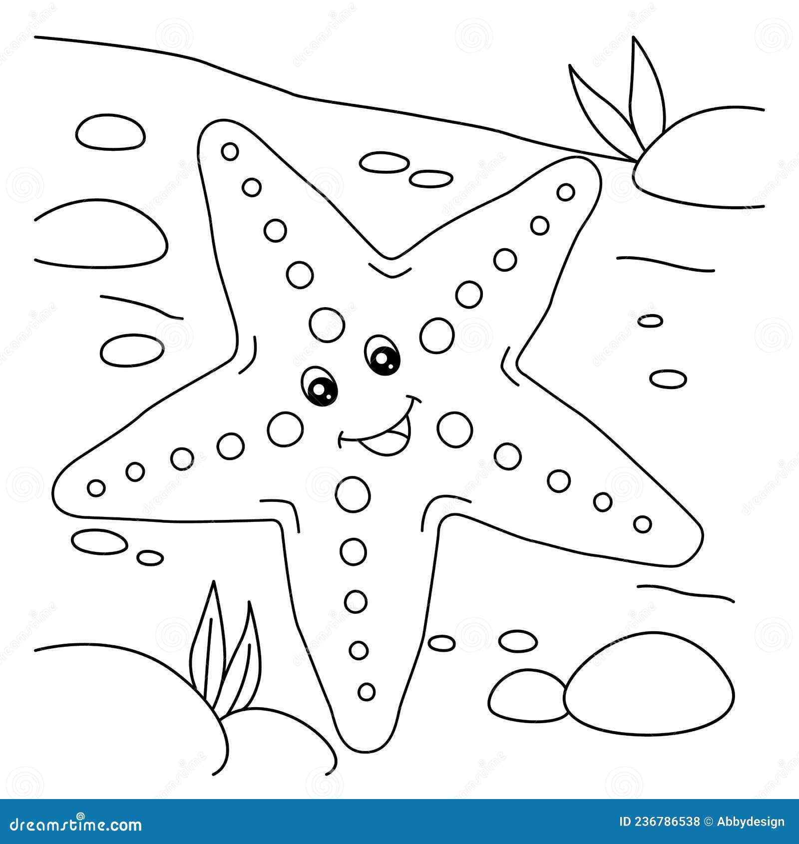 Sea star coloring page for kids stock vector