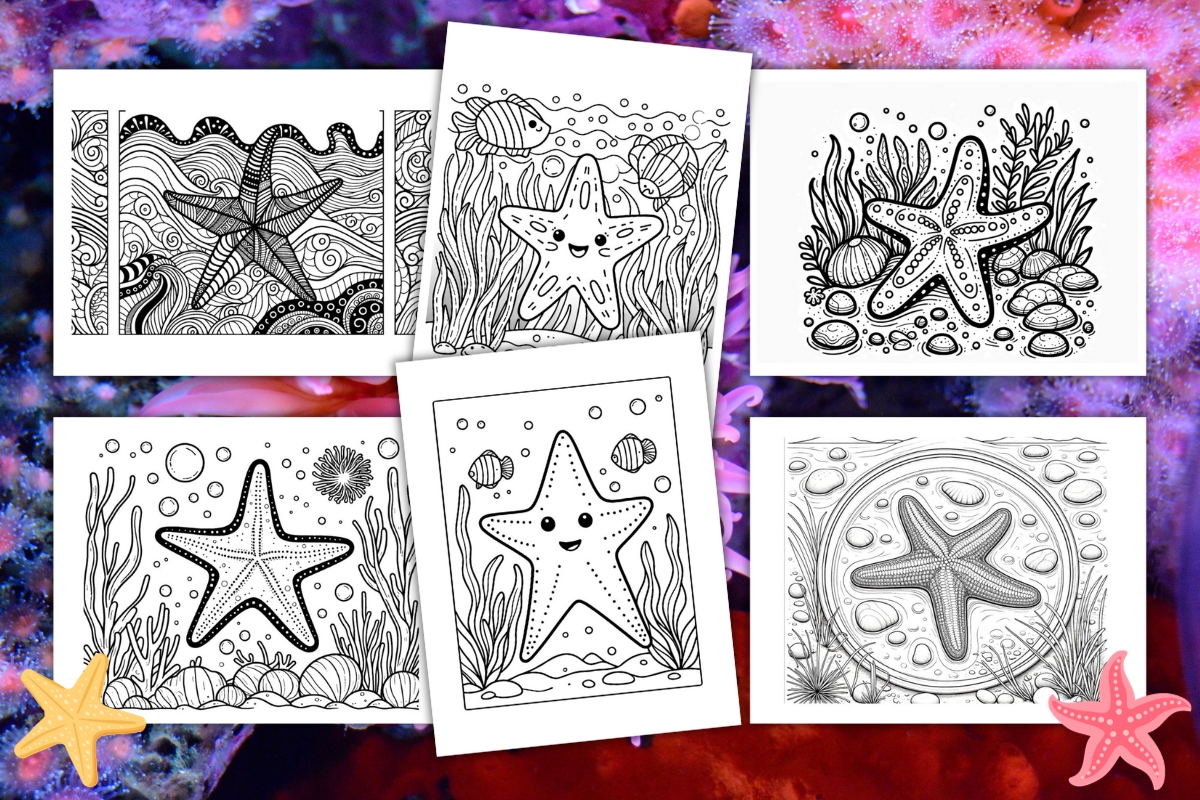 Free starfish coloring pages for kids
