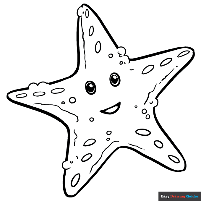 Cute starfish coloring page easy drawing guides