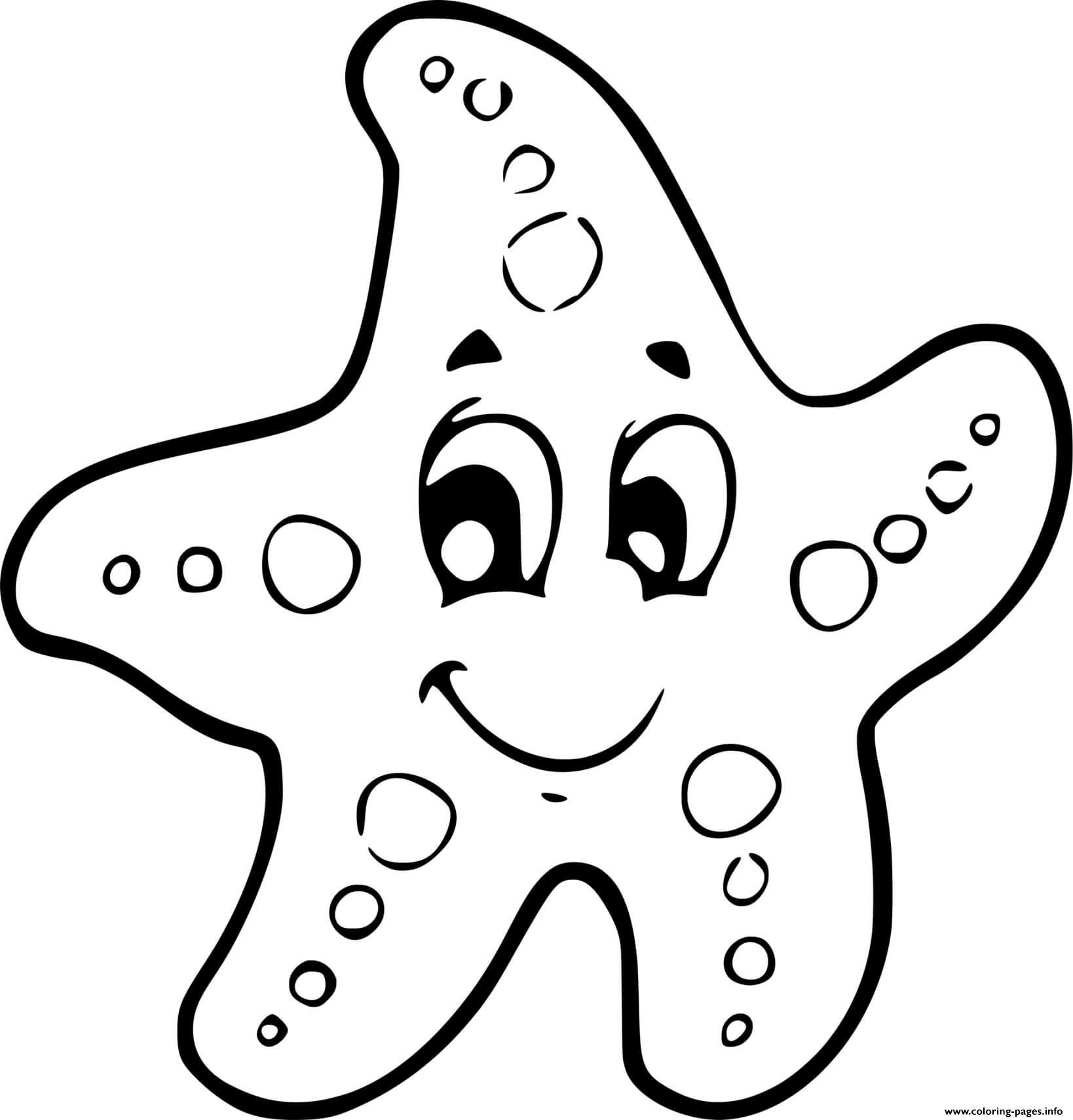 Kindergarten starfish coloring page printable