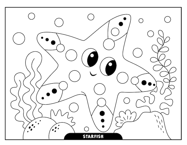 Premium vector starfish coloring pages for kids