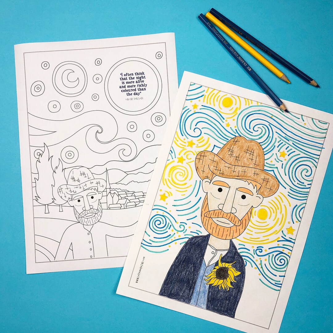 Vincent van gogh colouring pages printable coloring