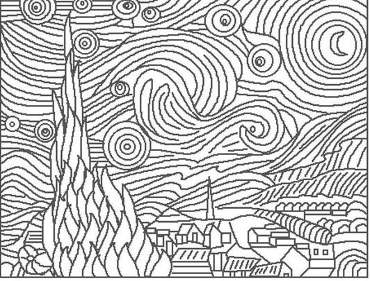 Van gogh starry night coloring page