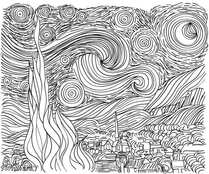 Van gogh coloring pages pdf