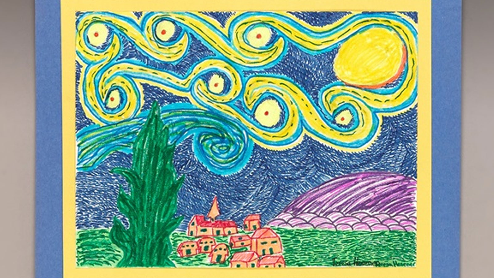 Draw a twist on starry night ciy diy crafts for kids and adults