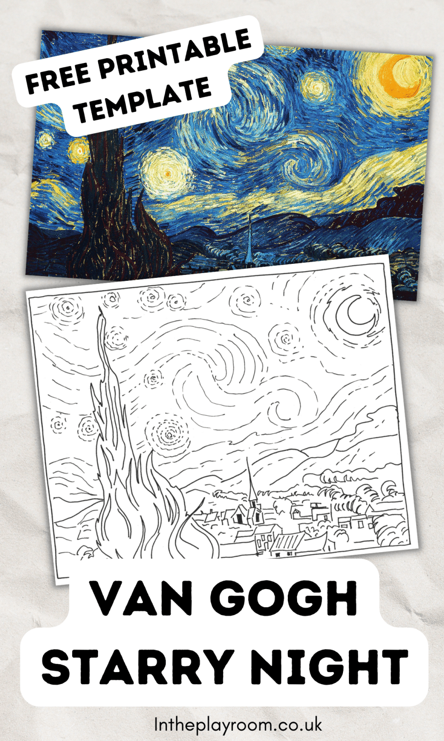 Van gogh starry night craft template free printable