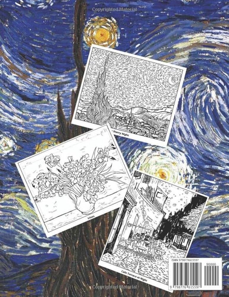 Van gogh coloring book vincent van gogh paintings to color including starry night irisis and more