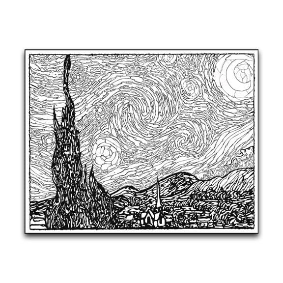 Vincent van gogh starry night coloring page from personal