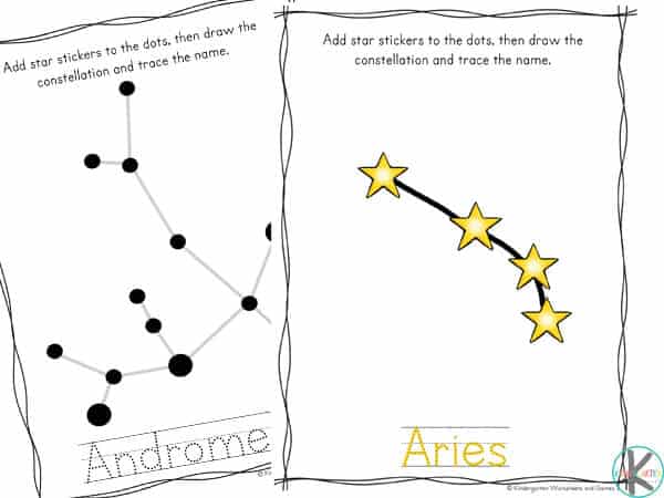 Â free printable constellation worksheets
