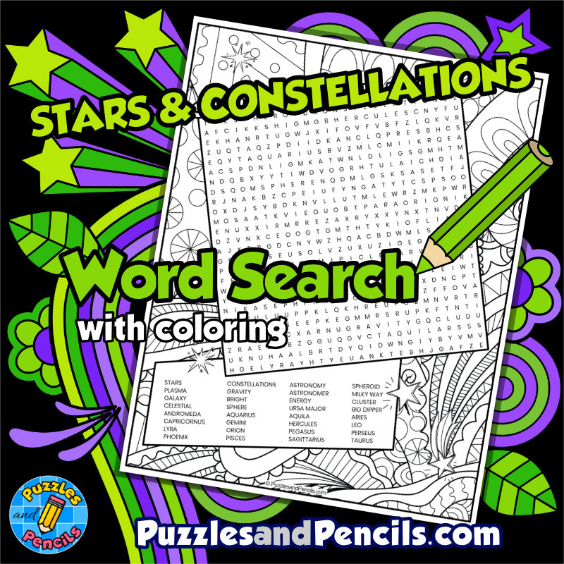 Stars and constellations word search puzzle activity page outer space wordsearch made by teachers