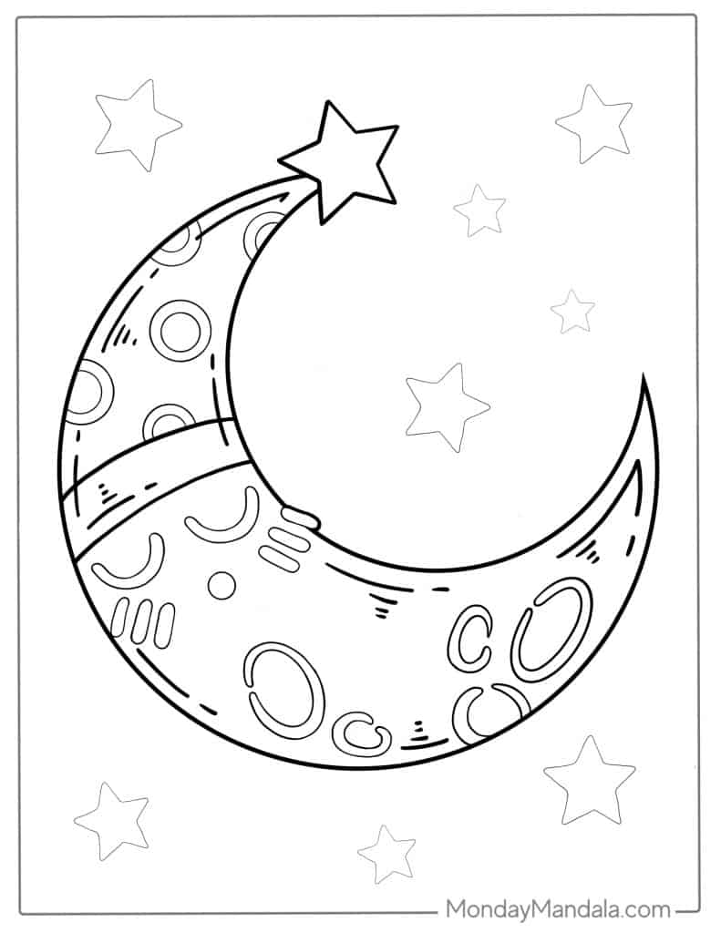 Moon coloring pages free pdf printables