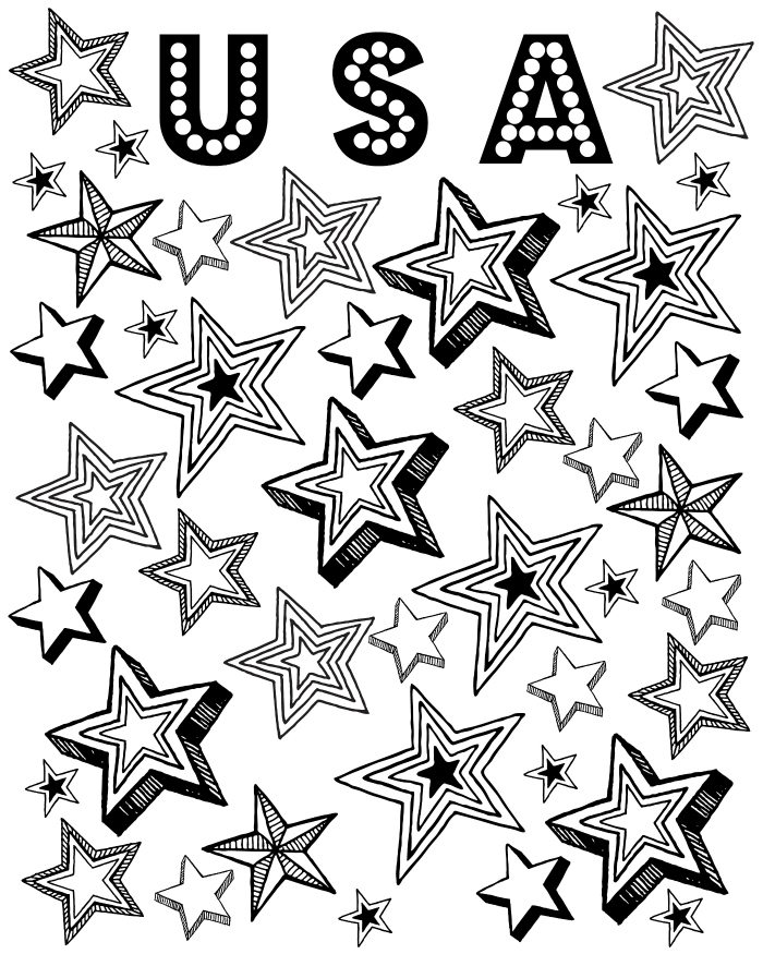 Free printable patriotic stars coloring page