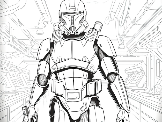 Premium ai image coloring page of a printable coloring page featuring a character from star wars