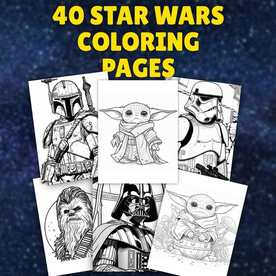 Printable star wars coloring pages for adults or kids instant download and unlimited prints fun coloring pages