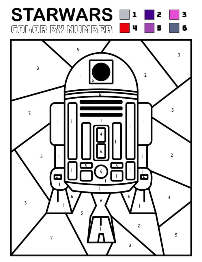 Free coloring pages star wars color by number printables