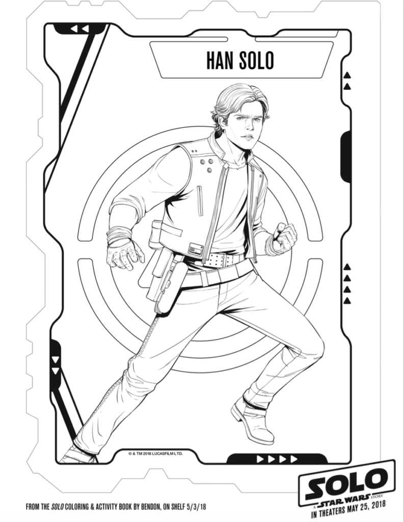Free solo a star wars story coloring pages activity sheets hansolo