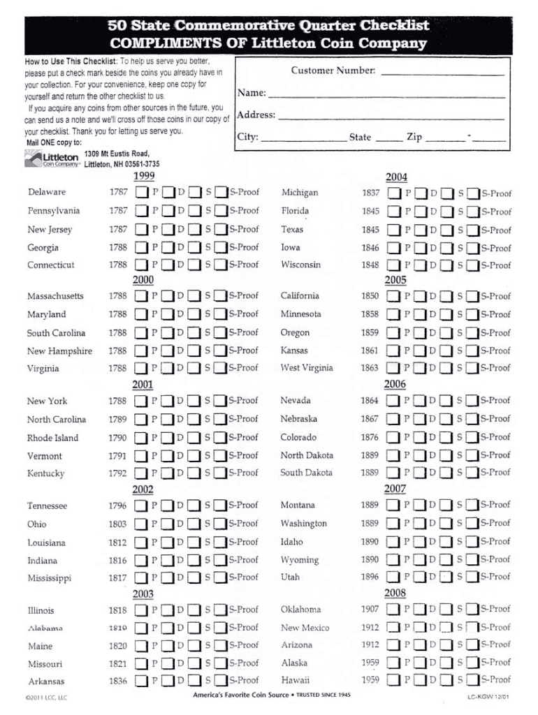 State quarters checklist fill out sign online