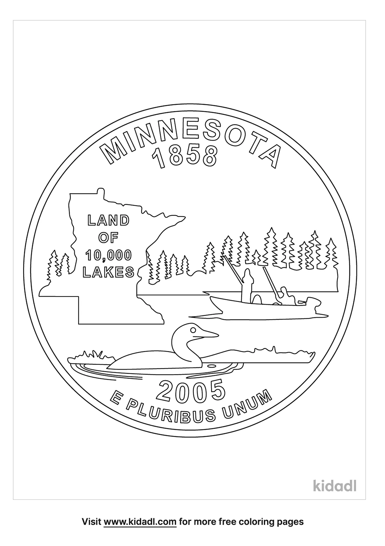 Free mn state quarter coloring page coloring page printables