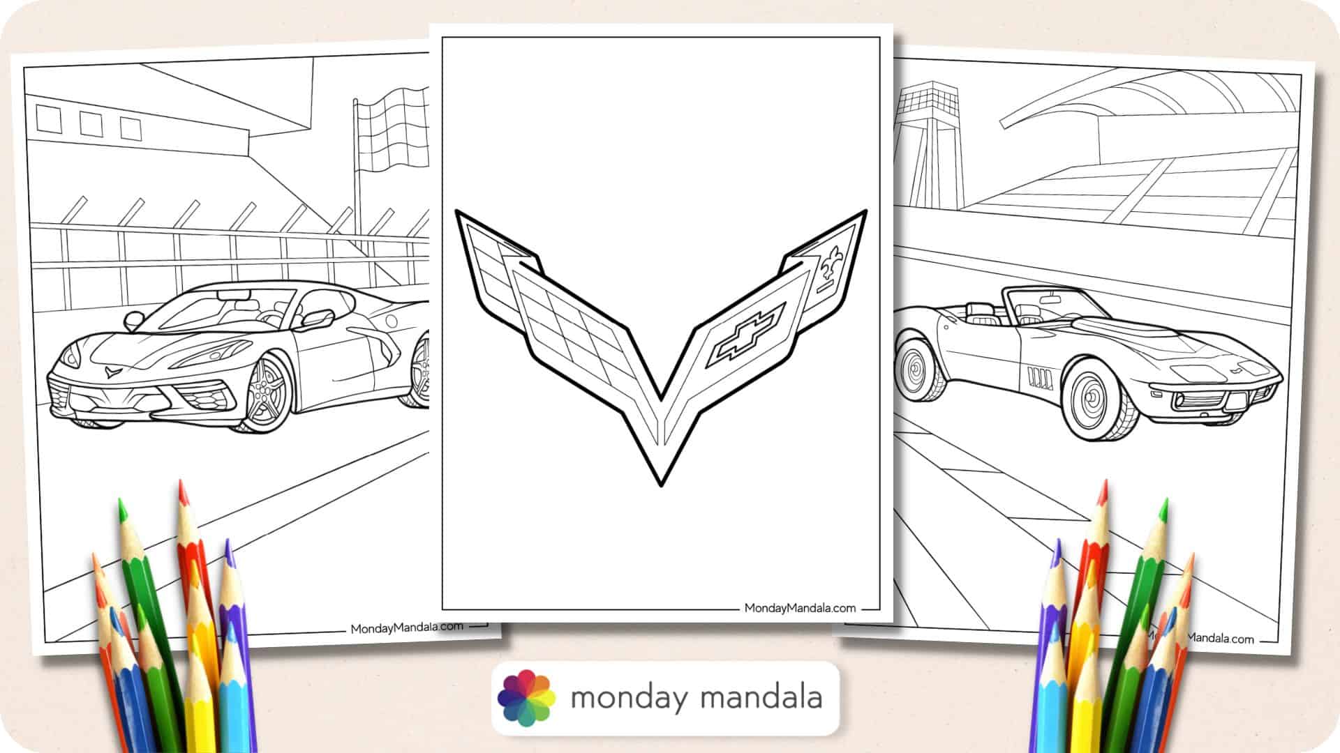 Corvette coloring pages free pdf printables