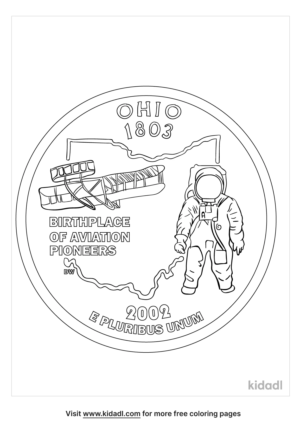 Free ohio state quarter coloring page coloring page printables