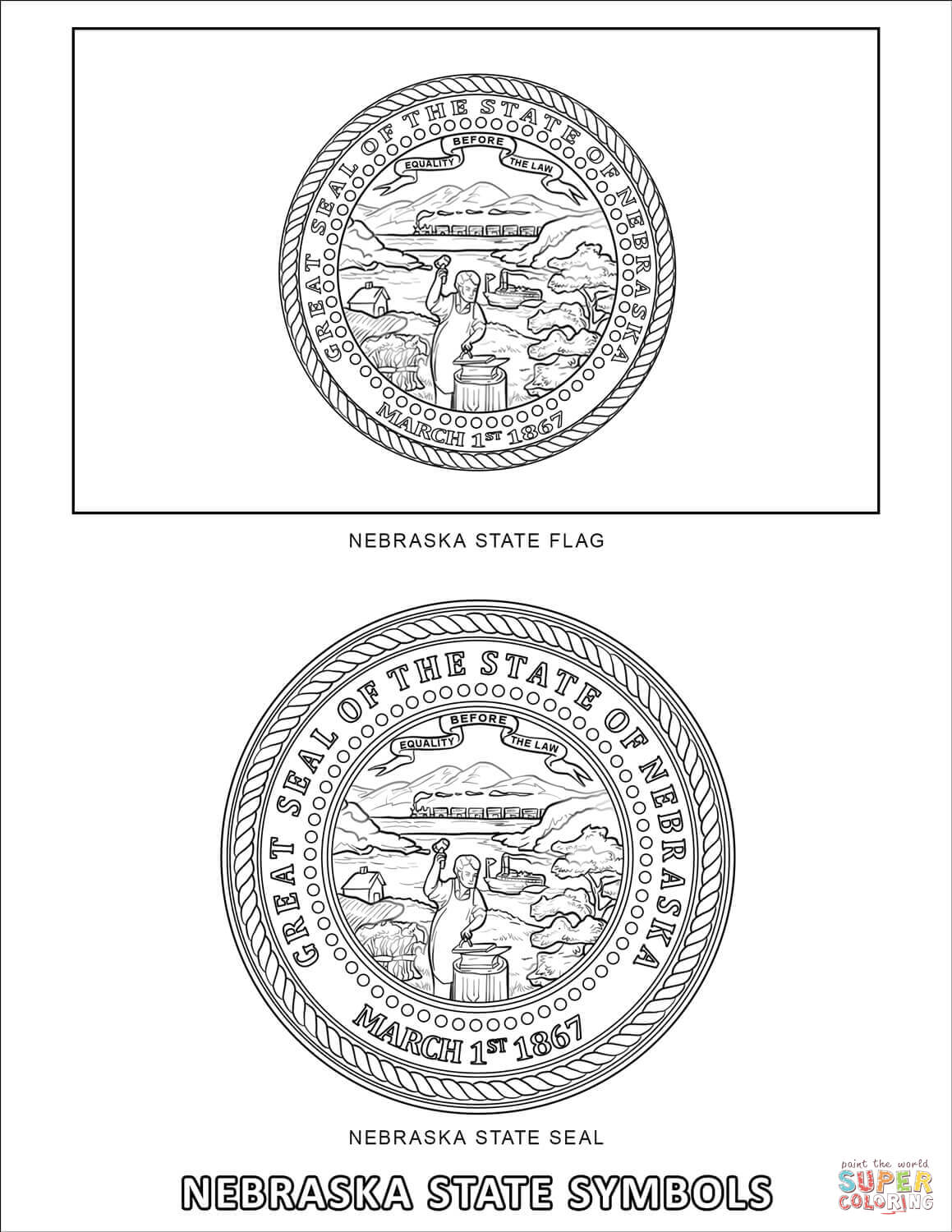 Nebraska state symbols coloring page free printable coloring pages