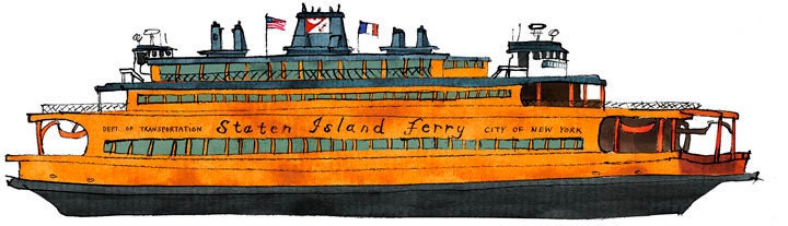 Staten island ferry john f kennedy ship print nautical illustration