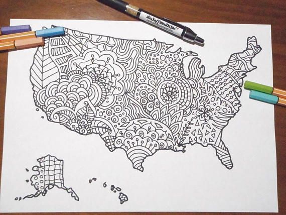 Mappa stati uniti america cartina da colorare vendite etsy bambini scuola stampare stampabile instant download digitale usa lasoffittadiste