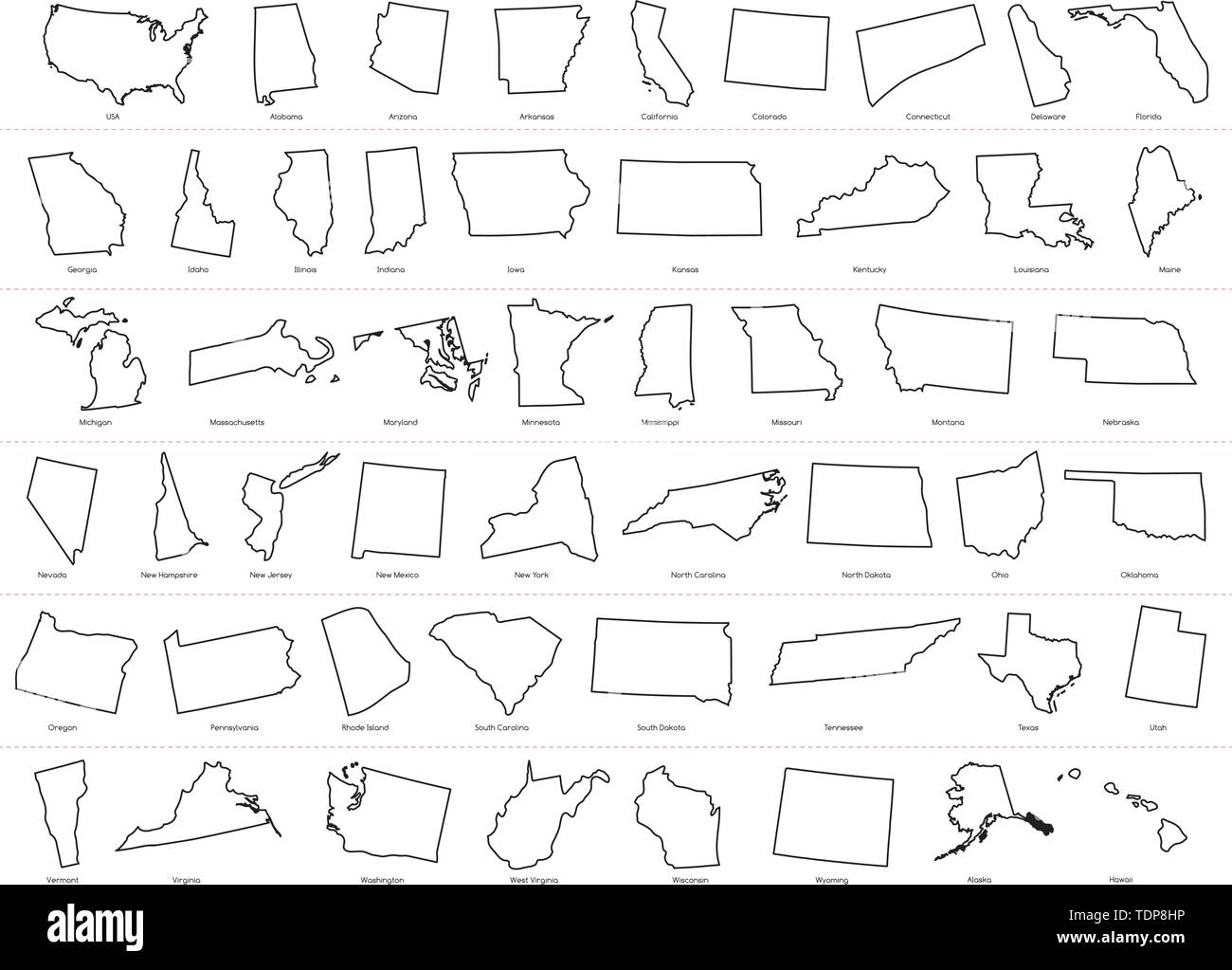 Stati uni damerica cartina muta foto e immagini stock in bianco e nero