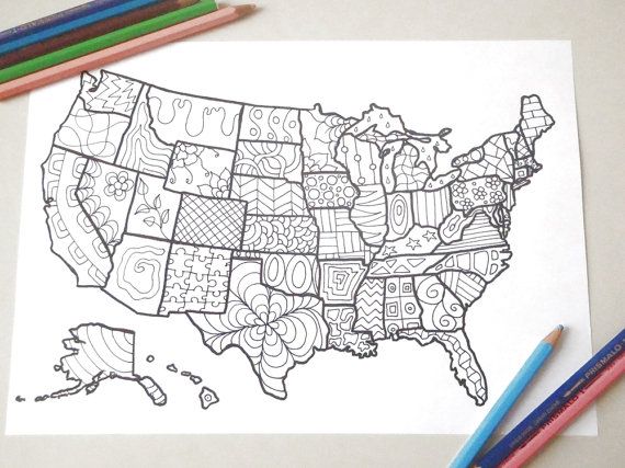 Stati uniti mappa america cartina colorare adulti bambini usa
