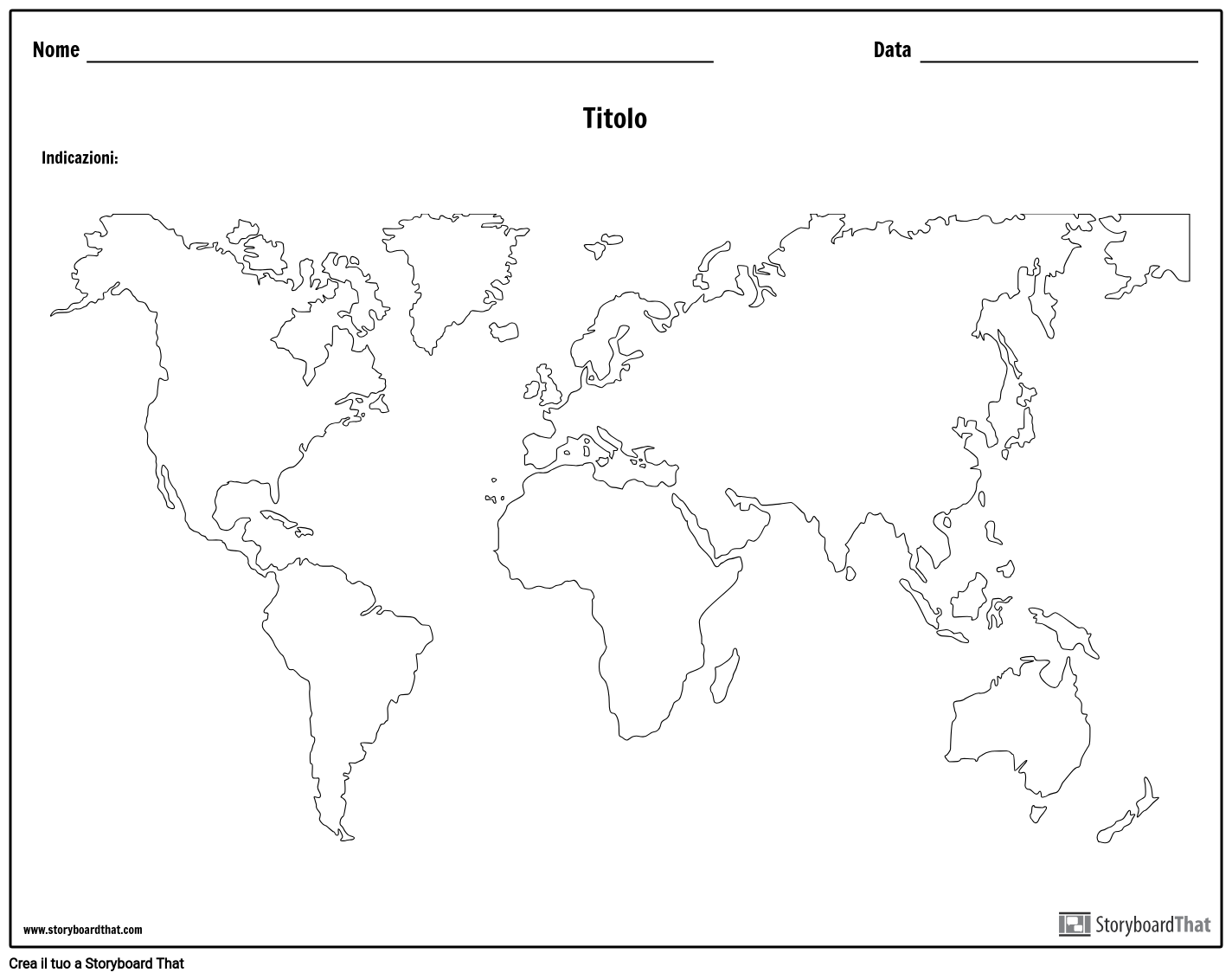 Mappa del mondo storyboard per it