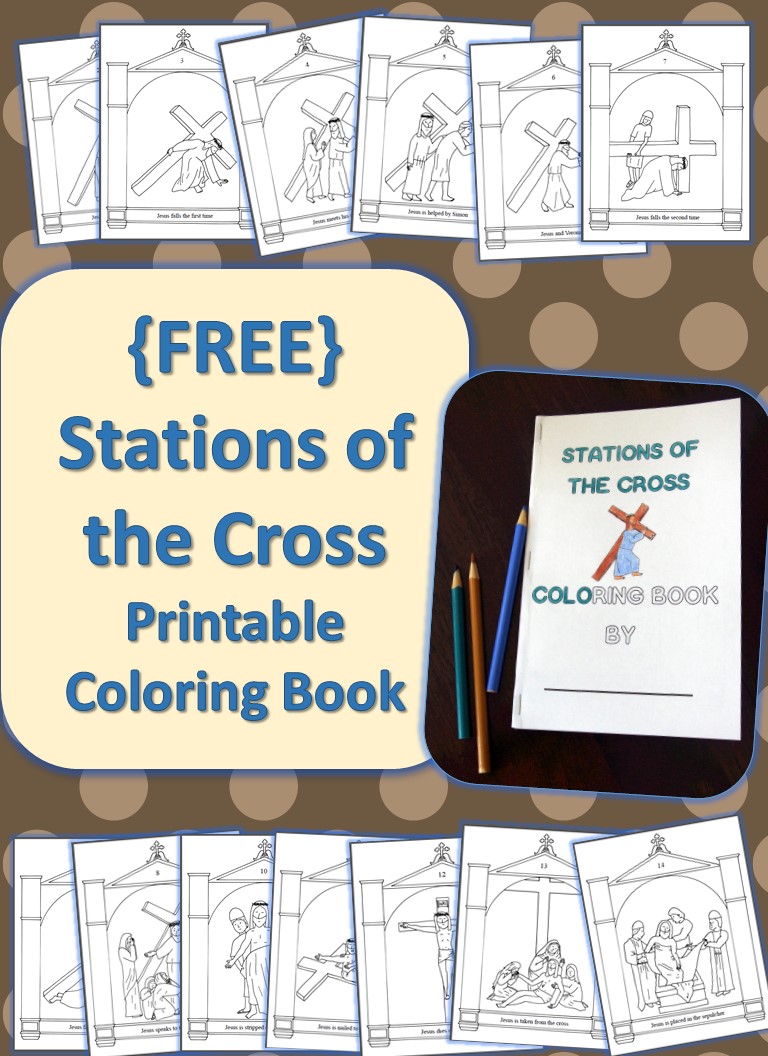 Stations of the cross printable coloring book free