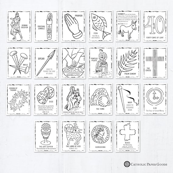 Catholic coloring pages stations of the cross and lent symbols bundle of lent activity for kids printable coloring pages pdf