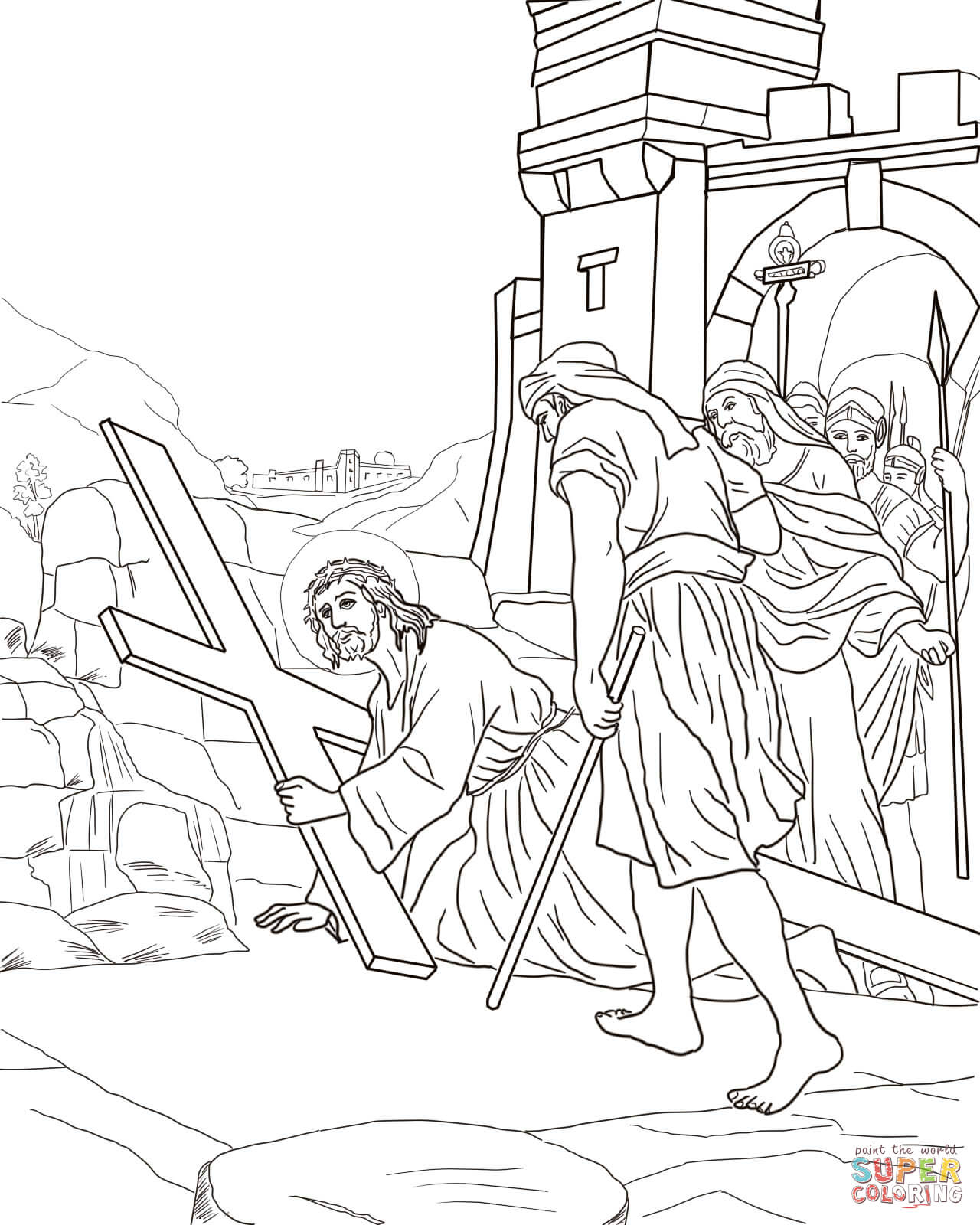 Jesus carries his coloring pages