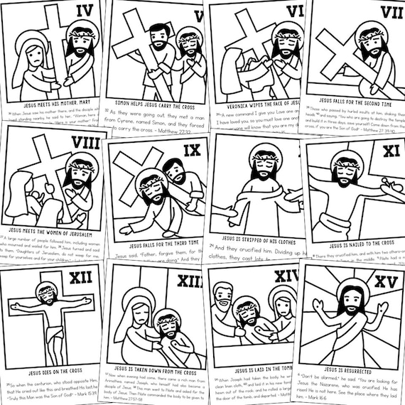 Stations of the cross coloring pages activity easter palm sunday passover last supper catholic christian lesson activity curriculum