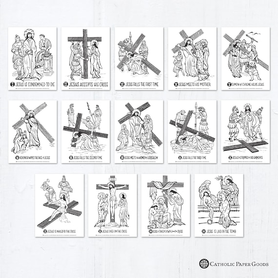 Catholic coloring pages stations of the cross bundle of lent activity for kids printable coloring pages digital pdf instant download