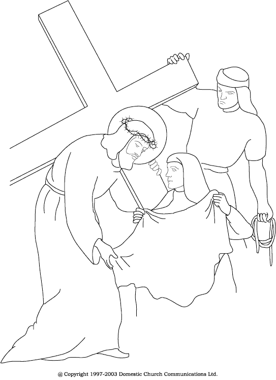 Stations of the cross coloring book sample page image