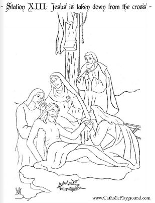 Color the thirteenth station of the cross jesus passionate descent