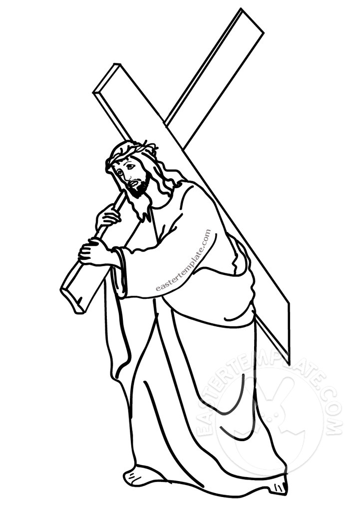 Jesus carries the cross coloring page