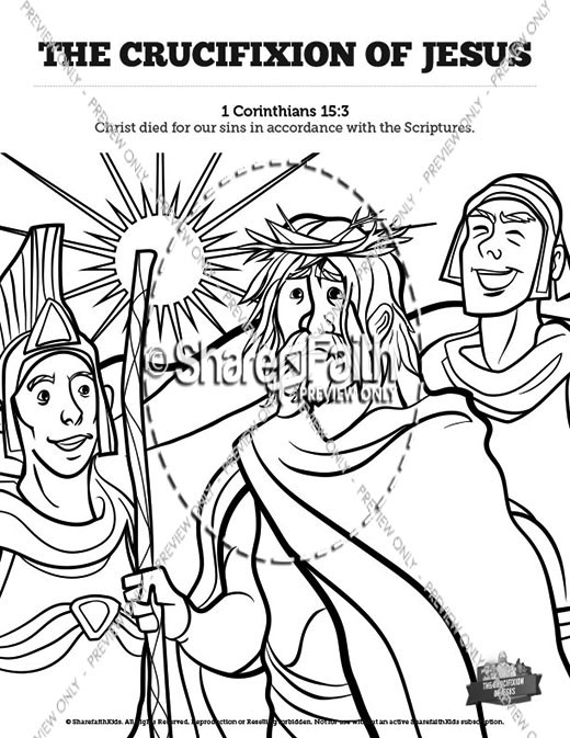 Jesus crucifixion sunday school coloring pages â