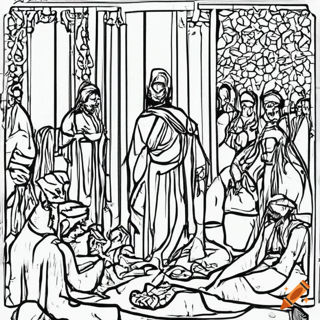 Coloring page of the healing of the demoniac in capernaum on