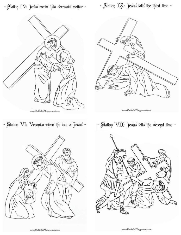 Printable stations of the cross booklet catholic playground stations of the cross cross printable cross coloring page