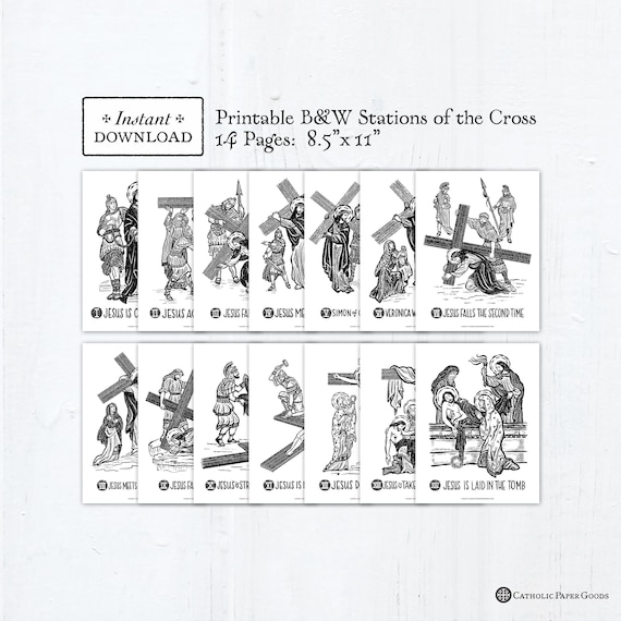 Stations of the cross x black white art prints