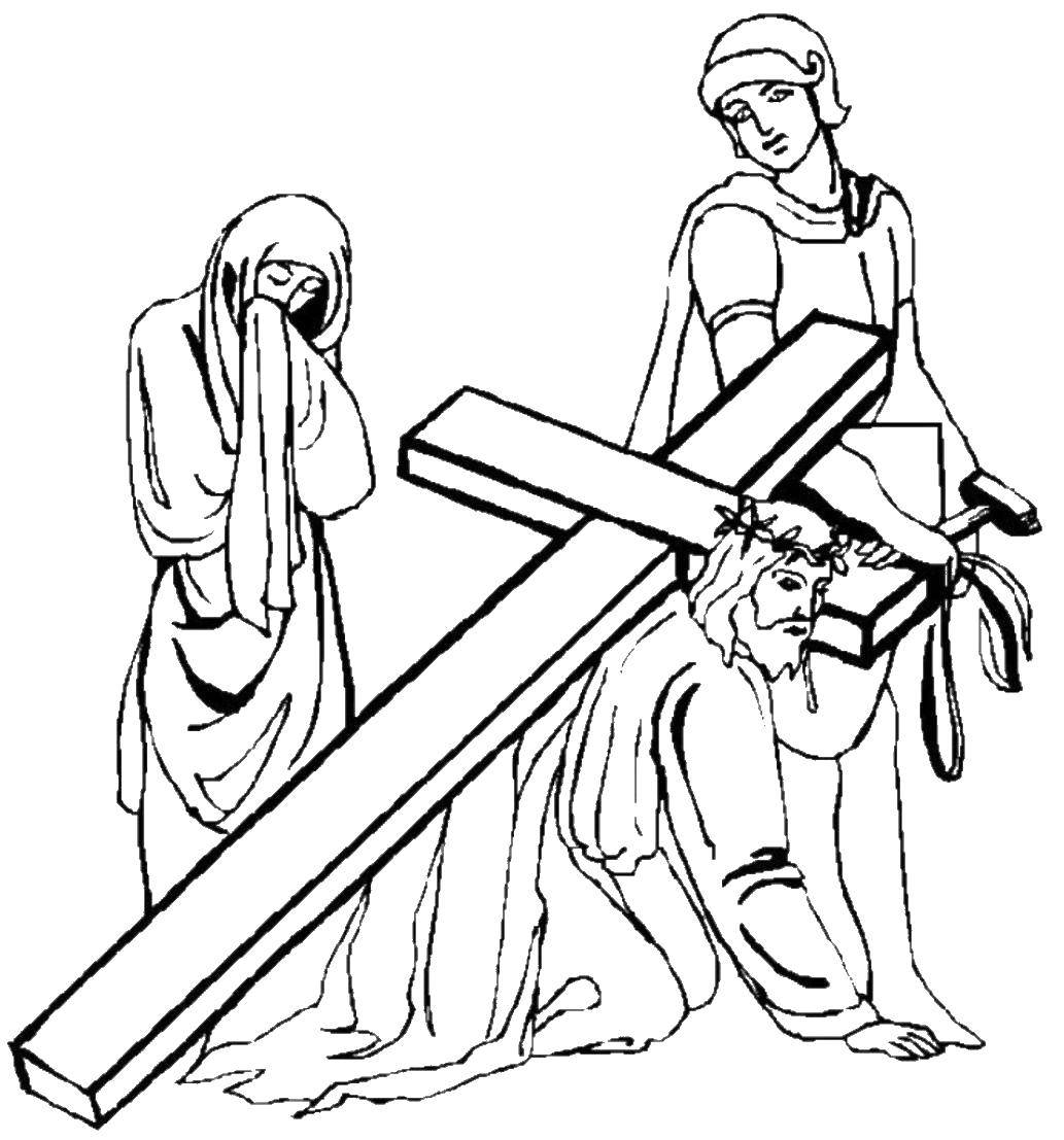 Online coloring pages coloring page jesus on the cross coloring pages cross download print coloring page