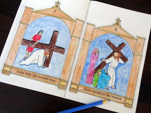 Stations of the cross printable coloring book free