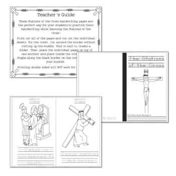 Stations of the cross mini book and coloring book with handwriting practice