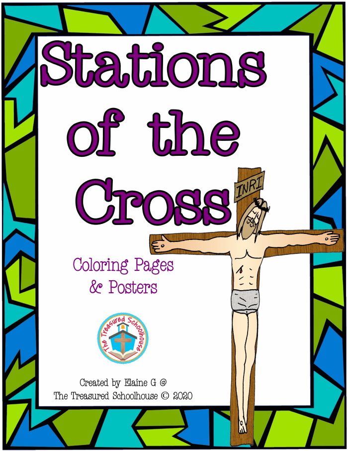 Stations of the cross posters and coloring pages