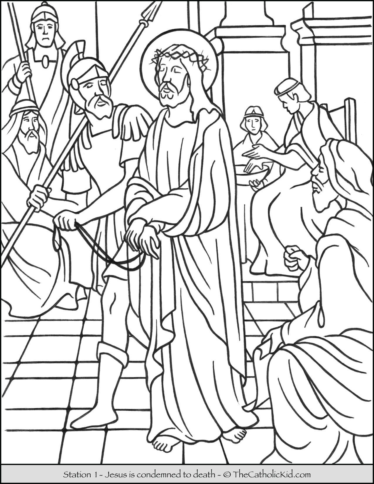 Stations of the cross catholic coloring pages for kids